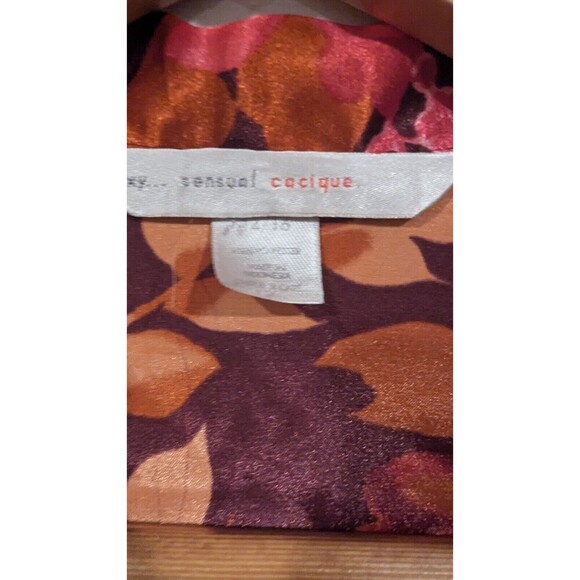 Cacique Sexy Sensual Floral Print Shirt Plus Size Button Down Red Orange - Picture 4 of 5